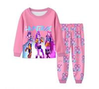 Topassion Kpop Demon Hunters Merch Pjs Set, 2 Pieces Sleepwear Zoey Kpop Demon Hunters Costumes Kids Pyjamas Kpop Demon Hunters Huntrix Kids Girls Clothes Round Neck Outfit Tshirt & Pants Music Party