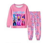 Topassion Kpop Demon Hunters Pjs Set, 2 Pieces Zoey Kpop Demon Hunters Costumes Kids Pyjamas Kpop Demon Hunters Huntrix Merch Kids Girls Clothes Long Sleeve Outfit Tshirt + Pants Music Party