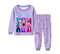 Topassion Kpop Demon Hunters Pjs Set, 2 Pieces Zoey Kpop Demon Hunters Costumes Kids Pyjamas Kpop Demon Hunters Huntrix Merch Kids Girls Clothes Long Sleeve Outfit Tshirt + Pants Music Party