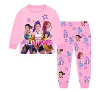 Topassion Kpop Demon Hunters Pjs Set, Girls 2 Piece Pyjamas Set Zoey Kpop Demon Hunters Costumes Kids Sleepwear Long Sleeve Outfit Tshirt + Pants Music Party for Kids Age 2-15 Years