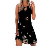 Topassion Wedding Dress Summer Dress for Women Women's Elegant Hollow Out Lace Sleeve Waist Dress with Crew Neck Summer A-Line Midi Dress Mini Dress for Cocktail Party,Black,M