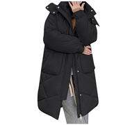 Topassion Women's Jackets Long Puffer Coat Brown Leather Jacket Women's Lightweight Waterproof Jacket Women Winter Coat Fleece Winter Jacket Womens Plus Size Parka Coats(Black,L)