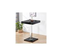 Topaz Black High-Gloss Square Glass Top Bar Table with Stainless Steel Support - 110cm H, 80cm Square - TOPAZBLK-BT.FiF