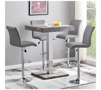 topaz concrete effect bar table with 4 ripple grey stools