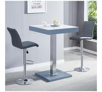 topaz glass white grey bar table 2 ripple grey stools