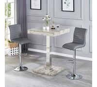 topaz grey oak effect bar table with 2 ripple grey stools
