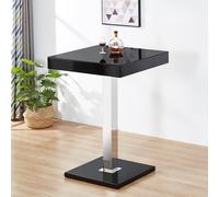 topaz high gloss bar table square glass top in black