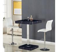 topaz milano marble effect bar table 2 ripple white stools