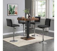 topaz rustic oak wooden bar table with 4 coco black stools