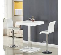 topaz white high gloss bar table with 2 ripple white stools
