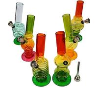 TopBargainsForYou - 1 Pcs Acrylic Mini Water Bong 6 Inch 15.3 cm Rasta Colors Clear Smoking Pipe Hookah Plastic Assorted Multi Color Style Dismantleable Detachable & Easy to Clean