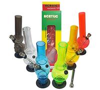 TopBargainsForYou - 1 Pcs Acrylic Mini Water Bong 8 Inch 20 cm Clear Smoking Pipe Hookah Plastic Assorted Multi Color Style Dismantleable Detachable & Easy to Clean