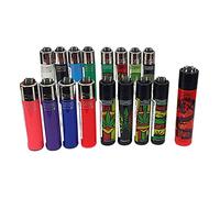 TopBargainsForYou - Set of 4 Clipper Lighters, Various Assorted Designs, Regular Size Slogan Herb Leaf Weed Leaves Refillable Gas Lighter (Assorted Mini Clippers)