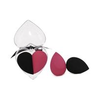 TOPBATHY 1 Box Heart Shape Cosmetic Sponges Dual Purpose Wet and Dry Makeup Blending Puff for Foundation Cream Powder Concealer Soft Flocking Beauty Makeup Eggs in Reddish Black