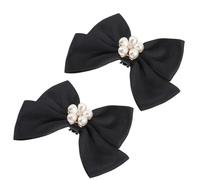 TOPBATHY 1 Pair Elegant Black Bowknot Shoe Clips with Pearls, Lightweight and Practical Shoe Decoration Accessories for Women Suitable for Wedding and Daily Life