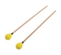 TOPBATHY 1 Pair Intermediate Xylophone Mallets with Maple Wood Handle and Yellow Yarn Head, Percussion Sticks for Marimba and Bell Instruments, Musical Accessories for Festival