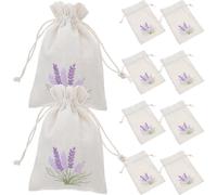 TOPBATHY 10 Pieces Lavender Bags, Natura Linen Lavender Sachets for Moths, Drawstring Empty Dried Flowers Bag to Fill, Small Pouch Cotton for Spice, Dried Flowers, and Herbs