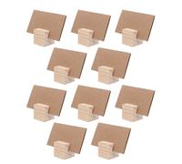 TOPBATHY 10 Sets Rustic Table Number Stand: Natural Bark Place Card Display with Blank Card - Wedding Seating Name Tag Holder - Square Wooden Memo Stand