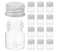 TOPBATHY 100pcs Mini Glass Bottles 5ml Small Liquid Containers with Silver Aluminum Screw Caps for Travel, DIY Crafts, Essential Oil Storage, Party and Christmas Decoration Vials