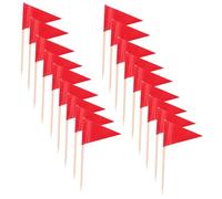 TOPBATHY 100pcs Mini Toothpick Flags for Food Red Triangle Cake Topper Stickers Food Grade Safe Mini Cupcake Toppers for Weddings Parties Fruit Cheese Markers DIY Decorations