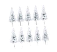 TOPBATHY 10pcs 1:100 Scale Landscape Cedar Tree Models in White for Model Building and Living Room Decoration, Made of Iron Wire and Sponge, 10cm High Miniature Trees for Dioramas