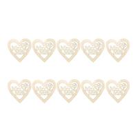 TOPBATHY 10pcs Heart Shaped Mr and Mrs Wooden Hanging Ornaments with String Beige Colour Sanded to A Smooth Finish for Art and Craft Projects Or Wedding Decorations