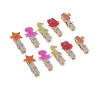 TOPBATHY 10pcs Octopus Sea Creature Wooden Clips Marine Animal Shape Decorative Small Clips for Photo Collage Crafts and Kids