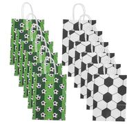 TOPBATHY 12Pcs Football Pattern Bags Kraft Paper Treat Bags with Handles for Birthday Football Parties Showers More for Storing Sweets