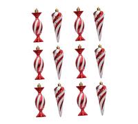 TOPBATHY 12pcs Glitter Candy Ornaments for Christmas Tree Peppermint Pendants for Indoor Outdoor Holiday Decorations Lightweight and Easy to Hang Xmas Candy