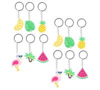 TOPBATHY 12pcs Hawaii Style Keychain Decorations Palm Leaf Flamingo Watermelon Pineapple Lemon Keyring Pendants for Bags Car Keys Special Occasions