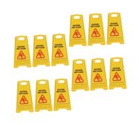 TOPBATHY 12pcs Slide The Warning Sign Carefully Doll House Miniature Warning Sign for Miniature Caution Safety Education Pretend Play Tiny Wet Floor Plastic
