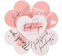 TOPBATHY 150pcs Heart Shaped Pink Thank You Cards Decorative Hanging Thank Cards for Wedding Shower Packaging with Copperplate Paper