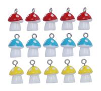 TOPBATHY 15pcs Colorful Mushroom Charms for Jewelry Making Multi-color Resin Pendants DIY Craft Supplies for Earrings Necklaces Keychains Creative Crafting