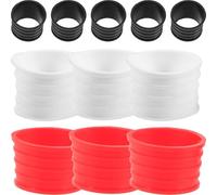TOPBATHY 15pcs Silicone Racket Grip Bands Sweat-absorbent Overgrip Rings for Tennis and Badminton Rackets Black White Red Set for Outdoor Grip Replacement and Handle Protection