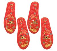 TOPBATHY 2 Pairs Breathable Shock Absorbing Red Pu Insoles with Lucky Seven-Planet Alignment Pattern for Men and Women, Impact Absorption Shoe Inserts for Running and Standing, Size 37-38