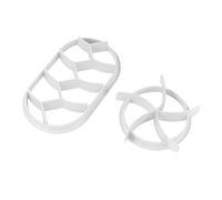 TOPBATHY 2 Pcs 1 Set Plastic Pastry Cutters Bread Extrusion Moulds Round Oval Style Non-Stick Embossing Bakeware Baking Supplies White