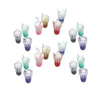 TOPBATHY 20 Pcs Resin Ice Cream Cup Pendants DIY Jewelry Hanging Charms for Earrings Necklaces Keychains Cute Milk Tea Cup Craft Accessories
