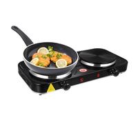 TOPBATHY 2000w Double Burner Electric Hot Plate Portable Electric Cooktop with Uk Plug Black Galvanized Base Suitable for Home and Camping Cooking
