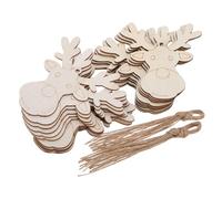 TOPBATHY 20pcs Christmas Wooden Pendants with Fine Carving, Reusable Deer Head Style Hanging Decorations, Beige Colour, for Hanging the Door or Displaying a Christmas Tree