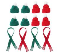 TOPBATHY 20pcs Mini Christmas Hat and Scarf Set Tiny Santa Caps for Crafts Doll Decor Wine Bottle Toppers DIY Embellishments for Holiday Decorations Creative Mini Accessories