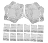 TOPBATHY 20pcs Simulated Ice Cubes Plastic Square Ice Stones for Bar Decor and Photography Props