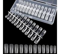 TOPBATHY 240pcs Square Artificial Nail Extensions Semi-matte Long Nail Tips for Gel Practice Diy Salon Manicure Supplies