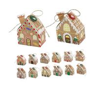 TOPBATHY 24pcs Christmas Advent Calendar Boxes House Shaped Craft Boxes with Classic Holiday Patterns Easy to Assemble Countdown Calendar for Party Souvenirs Candy and Gift Packaging