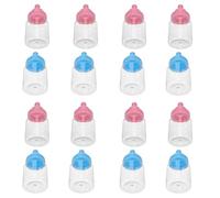 TOPBATHY 24PCS Shower Candy Bottles Mini Milk Bottle Favors Fillable Plastic Treat Containers with Blue and Pink Caps for Birthday Party Baptism and Gender Reveal
