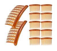 TOPBATHY 24pcs Tooth Plastic Hair Side Combs Vintage Wave Design for Bridal Wedding Veils and Secure Hold in Dark Coffee for Bridesmaids and Formal Events