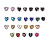 TOPBATHY 25pcs Heart-Shaped Crystal Rhinestone Buttons for Sewing, DIY Colorful Decorative Sew-on Buttons for Wedding Dresses, Clothing Embellishments 12mm Inner Diameter Random Color