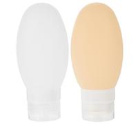 TOPBATHY 2Pcs 100Ml Travel Bottles Set with Silicone Squeezable Liquid Containers, White and Yellow Toiletry Dispensers with Suction Cup for Shampoo and Lotion