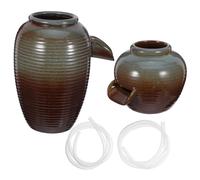 TOPBATHY 2pcs Ancient Ceramic Indoor Water Fountain Recirculating Water Feature with Terracotta Jar for Garden Home Office Patio Decor Elegant Craftsmanship Easy Installation
