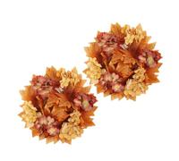 TOPBATHY 2pcs Autumn Candle Rings Wreaths with Artificial Pumpkin and Maple Leaves Handmade Fall Harvest Festival Decor for Front Door Table Centerpiece Thanksgiving Day Celebration