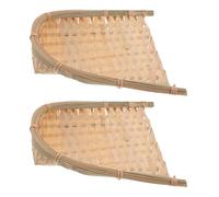 TOPBATHY 2pcs Bamboo Woven Dustpans with Food Storage and Cleaning Shovel Function, Handmade Decorative Basket Tray for Fruits and Food Scraps, Suitable for Office and Quick Garbage Removal